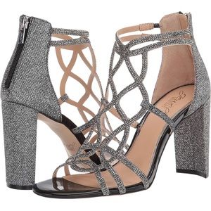 Badgley Mischka Shoes Filimena II Pewter Pave Crystal Strappy Sandals Sz 11
